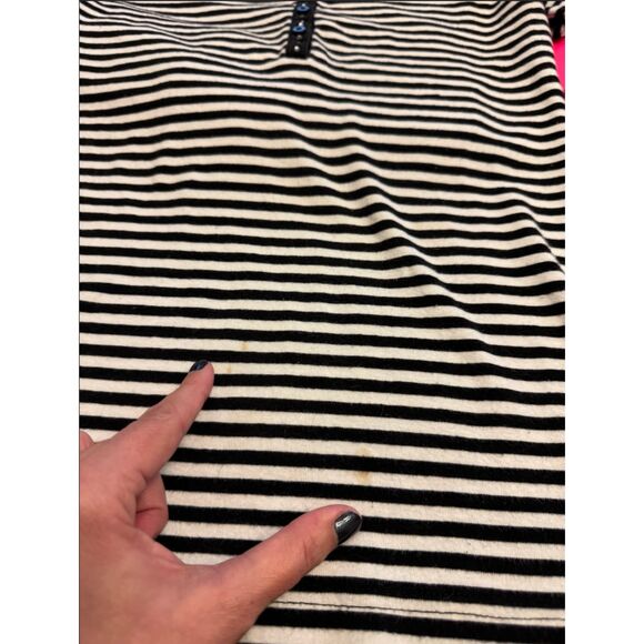 Copper Key Black and White Stripe Rhinestone Bling Long Sleeve Top - Sz XL - Picture 9 of 9